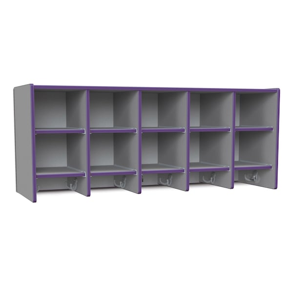 Rainbow Accents 10 Section Wall Mount Coat Locker, without Trays, Purple
